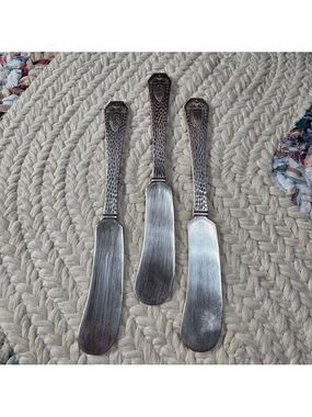 Vintage 1847 Rogers Bros Silver Plated Butter Spreader Knife Set Of 3 Letter "B"